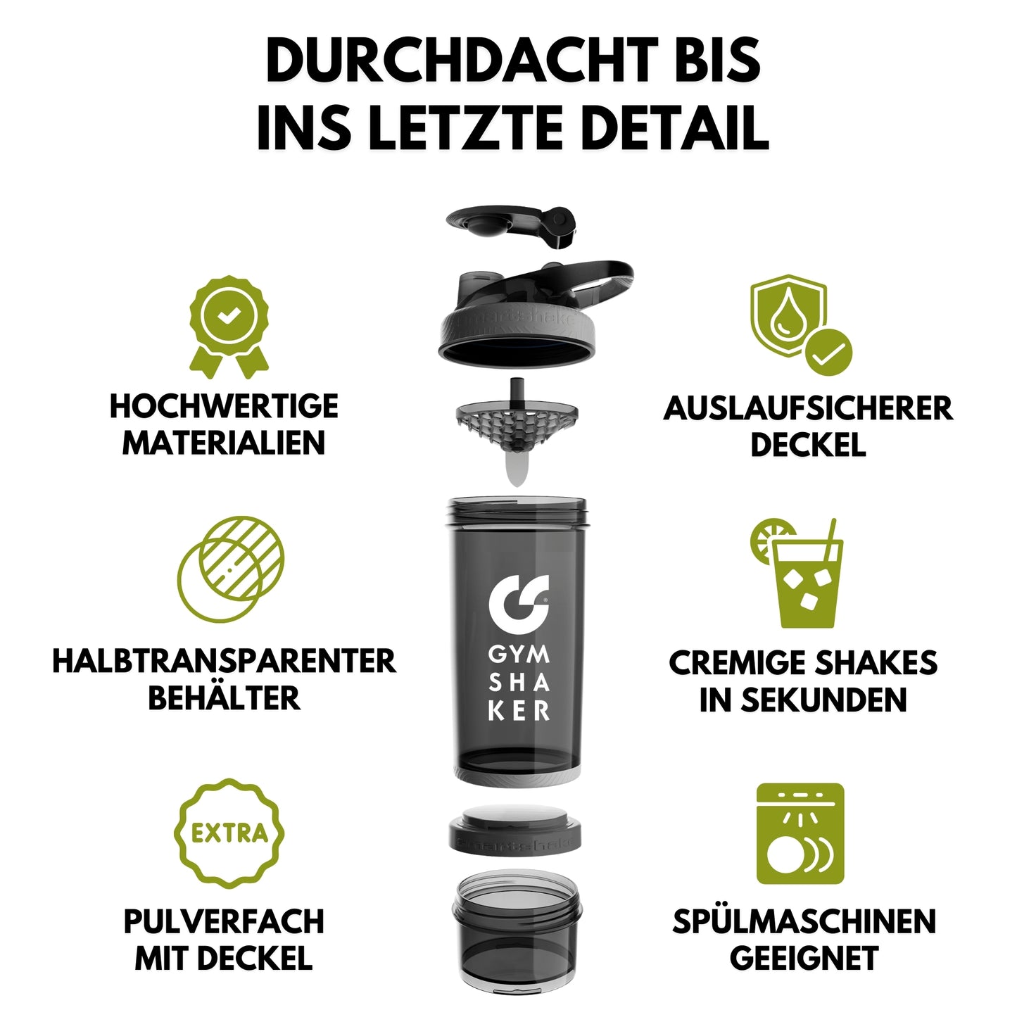 Protein Shaker mit Pulverfach
