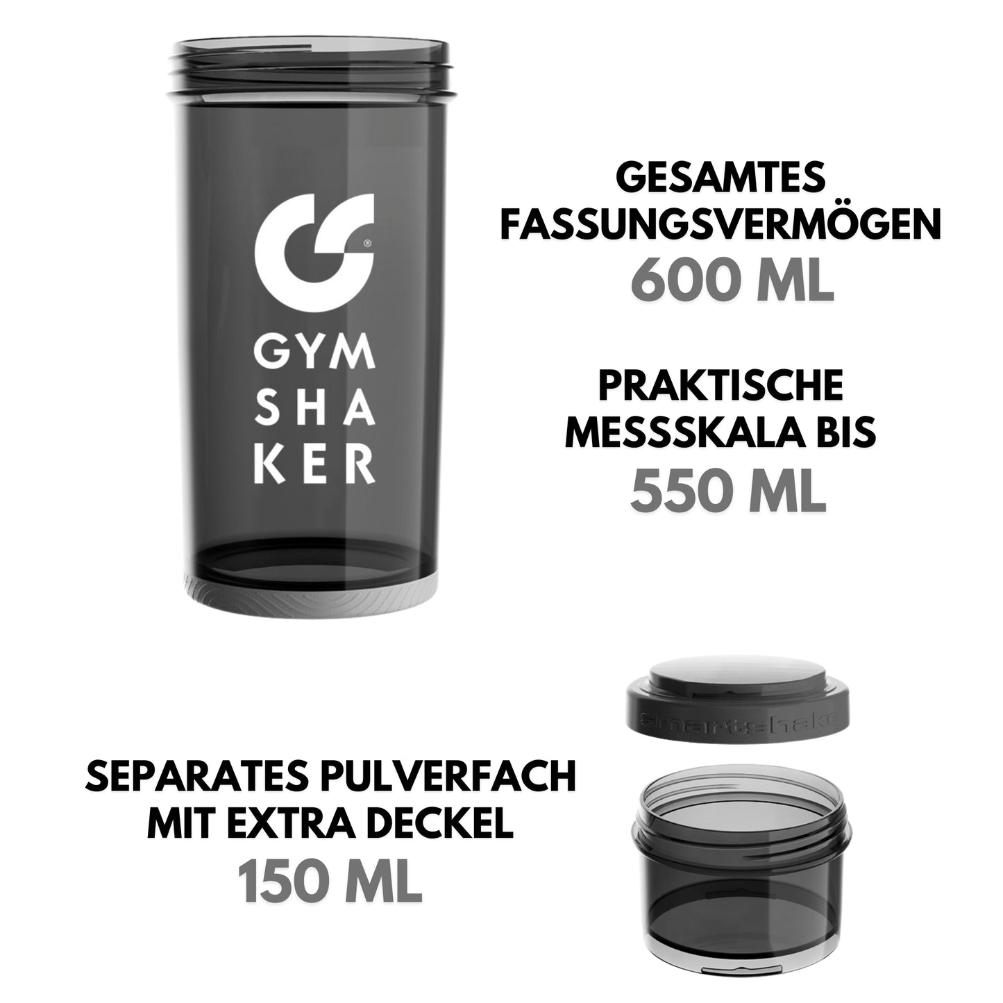 Protein Shaker mit Pulverfach