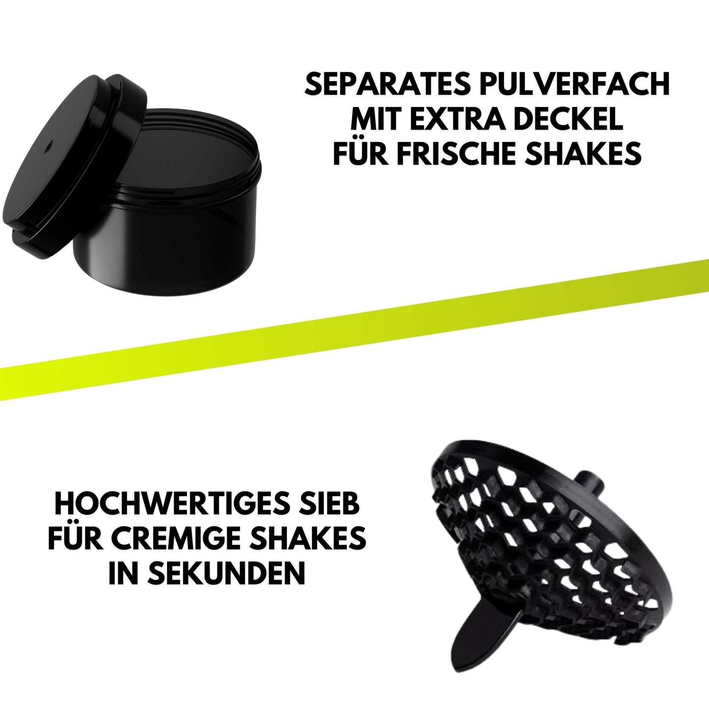 Protein Shaker mit Pulverfach