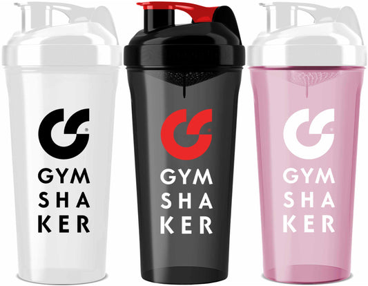 Protein Shaker 3er Bundle Sparpaket Schwarz - Weiß - Rosa