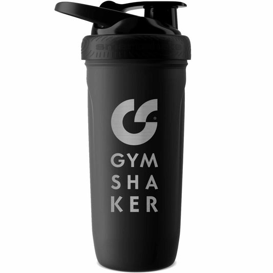 GYMSHAKER Protein Shaker Edelstahl aus erstklassigem 304er rostfreiem Edelstahl Schwarz